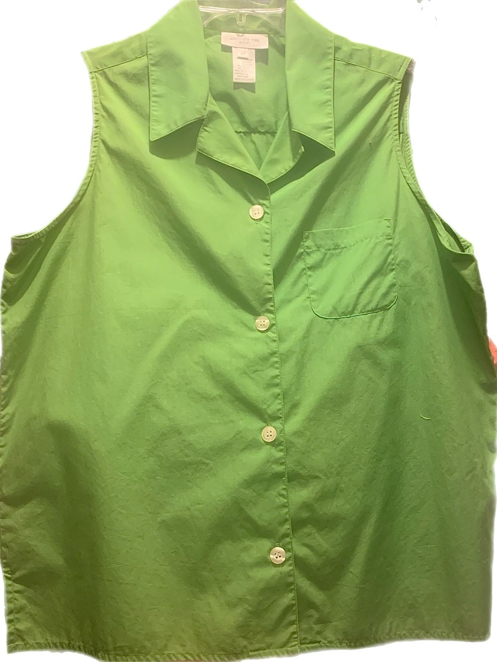 Jones New York Dress Shirt, Sleeveless, 100% Cotton, Size 12